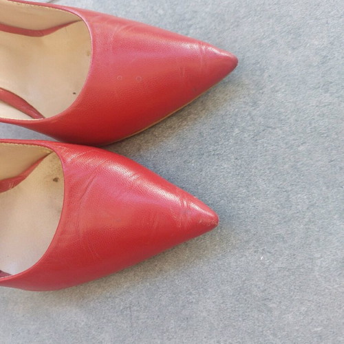 Makis Kotris red high leather pumps used, size 37