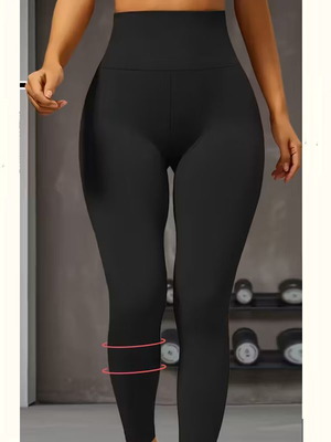 Women's black high-waist elastic compression leggings new