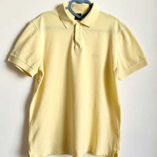 Hugo Boss Pima Cotton Polo Shirt Yellow Slim Fit Size L like new