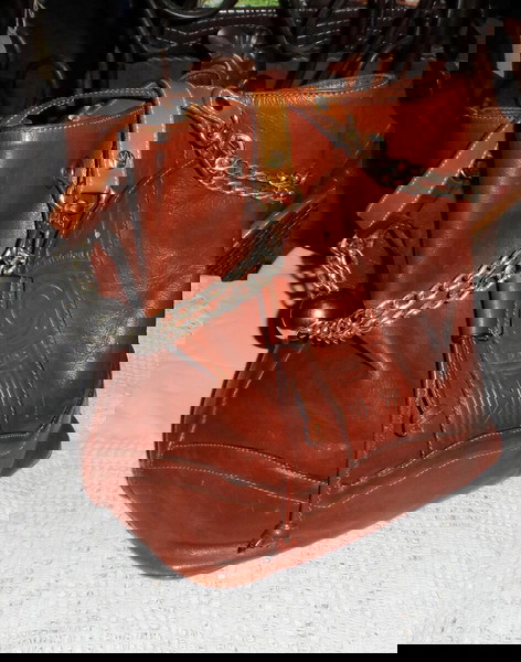 vintage 1991-92 ιταλικη τσαντα απο δερμα χειροποιητη hand made/ crafted bucket real leather bag
