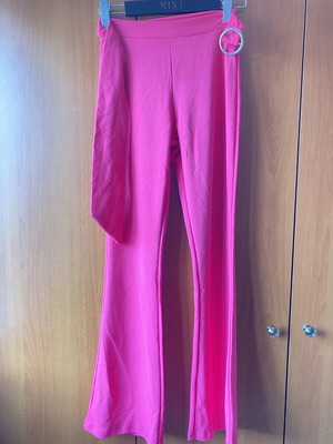 Flared pants, fuchsia, slim fit