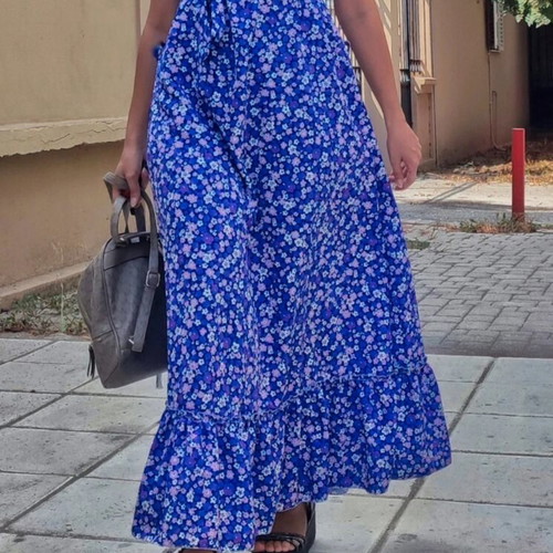 Long flower dress purple like new, one size small/medium