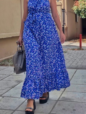 Long flower dress purple like new, one size small/medium