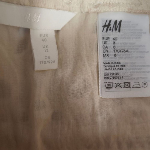 H&M cotton skirt with linen, beige, size L 40 12