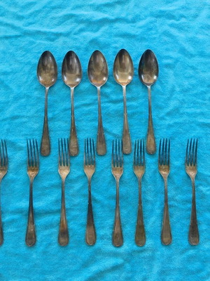 Set of 13 used C.F. Hutschenreuther silver-plated spoons and forks