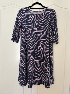 Marimekko XXS Pink Navy Abstract Print Cotton A-Line Shift Dress like new
