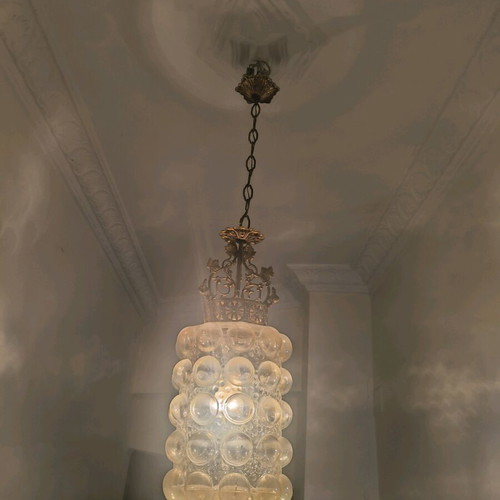 Clear Bubble Glass retro pendant light from the 70s like new