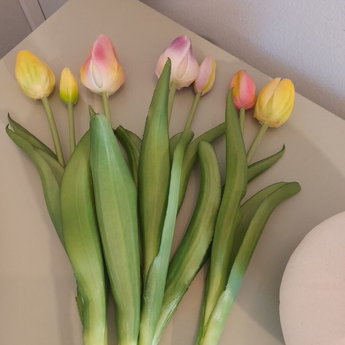 Decorative vase with tulips, 22cm height