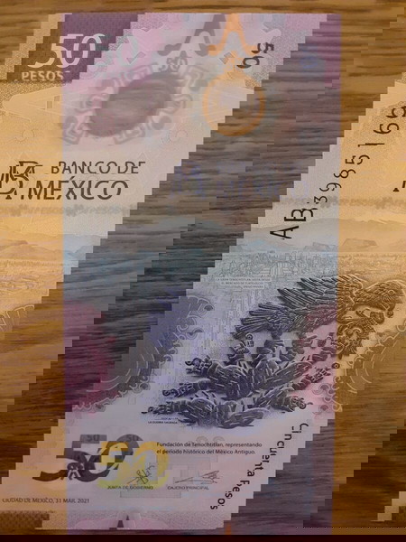 ΜΕΞΙΚΟ 50 PESOS (2021) - MEXICO TENOCHTITLAN FOUNDATION - POLYMER - P # 1 NEW Sign SC / UNC