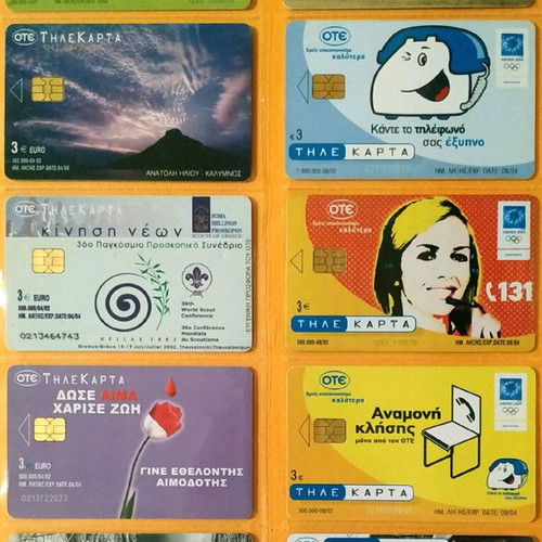 Phone cards used, pack of 50 Greek assorted