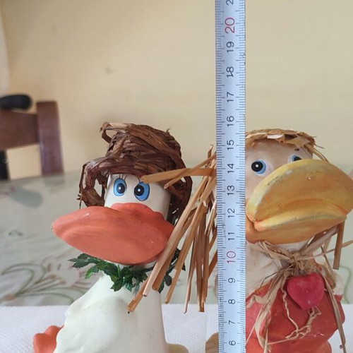 Vintage handmade decorative clay duck set, 15cm