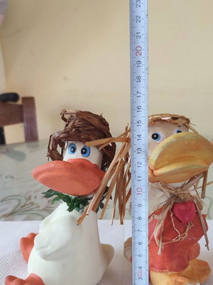 Vintage handmade decorative clay duck set, 15cm