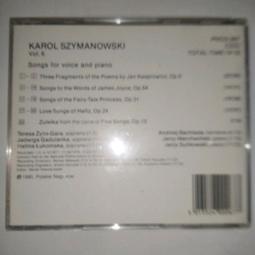 Karol Szymanowski Songs For Voice And Piano CD used, classical