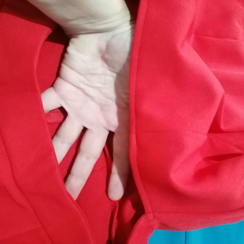 Red crepe jumpsuit New Imperial size M new with cut out