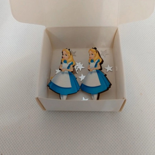 Alice blue wooden earrings with stainless steel clasp new