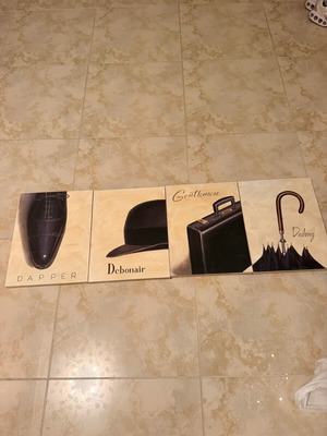 Gentleman vintage style canvas wall art set