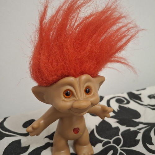 Ace Novelty Vintage Troll Doll 90s, red hair and navel heart
