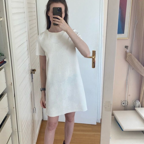 Zara cream mini dress with snake print, like new, size S