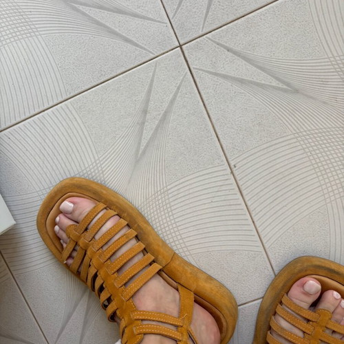 Tsitsivas leather women's sandals used, mustard color, size 38