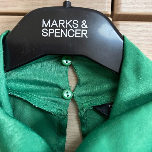 Green blouse size M like new with gathers and draped neckline