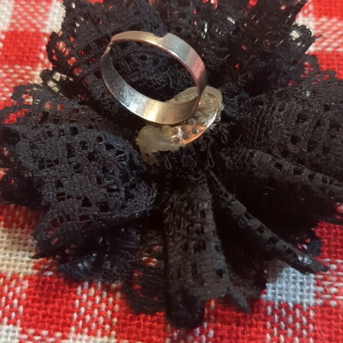Handmade ring from black lace like new with adjustable size