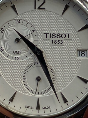 Ρολόι Tissot Tradition GMT σαν καινούργιο, ανδρικό, ασημί-άσπρο