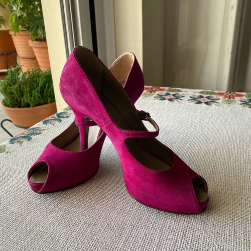 Vintage leather suede high heel pumps size 38 used pink J. BOURNAZOS