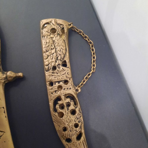 Vintage decorative brass knife used with 1821 engraving