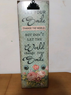 Wooden decorative sign 60×20 with clip and hooks used, vintage style