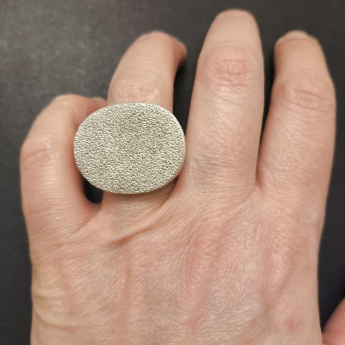 Large 925 Silver Ring with Sandblasting like new
