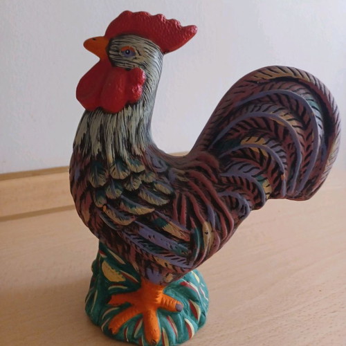 Decorative ceramic colorful rooster used vintage