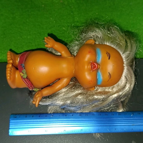 Vintage Hawaiian doll 70s used with thick hair and panties