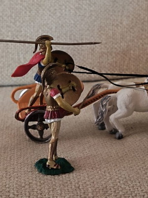 Ancient Greek soldier toy set with chariot and horses, Athena