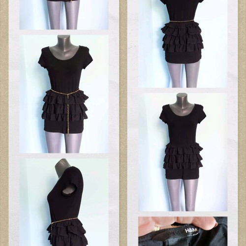 H&M Black Ruffled Dress like new, tunic style, sizes M to 2XL