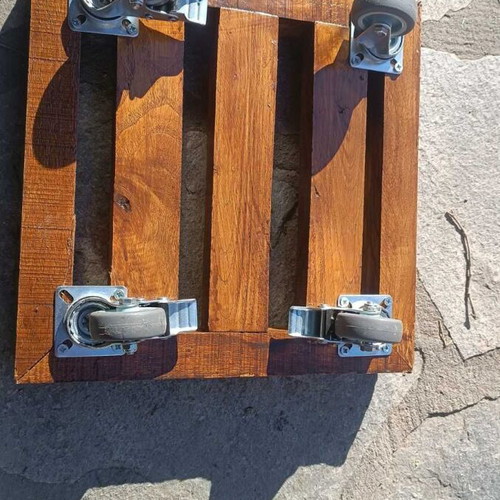 Wooden Chestnut Plant Pot Base 32x32cm with Optional Wheels