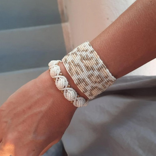 Handmade Macrame Bracelet Animal Print Boho Statement Cuff new