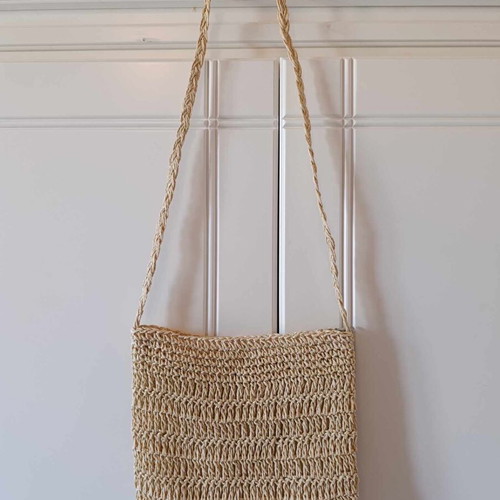 Straw shoulder bag new beige