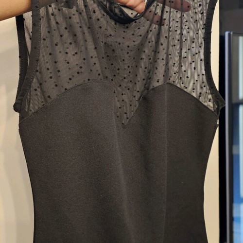 Stradivarius black bodysuit with polka dot transparency, new, size S