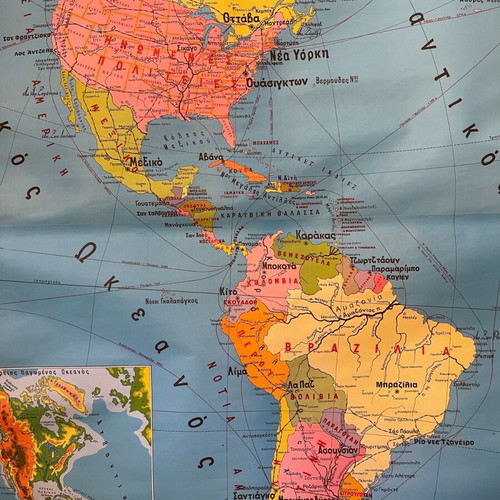 Political map of America new, dimensions 1x1.30 m