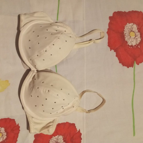 White bra with rhinestones, size 80B