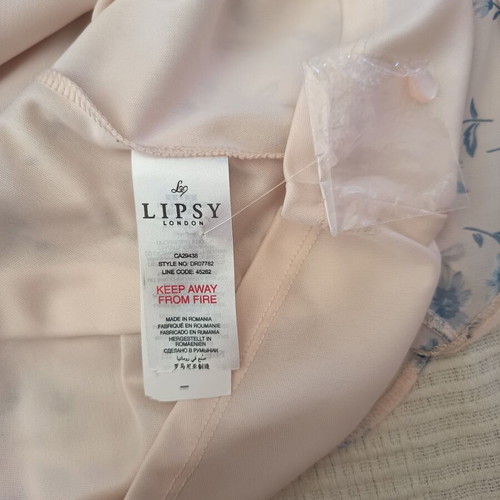 Lipsy London Mini Dress New Light Pink Blue Floral Ruffles Bell Sleeves