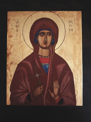 Αγιογραφία Η Αγία Μαρίνα χειροποίητη σε ξύλο κόντρα πλακέ καινούργιο