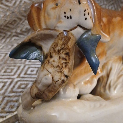 Royal Dux Bohemia porcelain dog figurine Model 306, vintage 1960s setter hunter