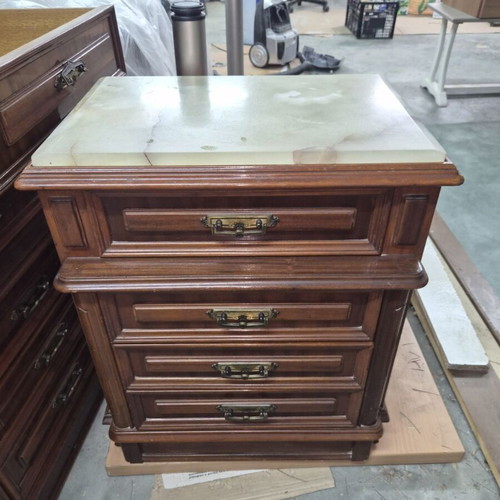 Set of 2 bedside tables, buffet and mirror with marble