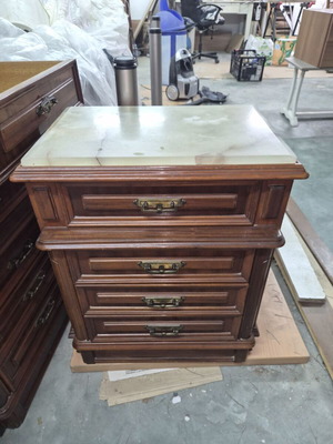 Set of 2 bedside tables, buffet and mirror with marble