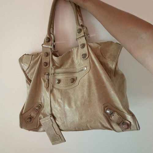 Balenciaga City Bag used, beige shoulder bag with soft leather