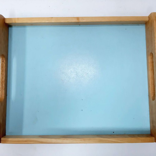 Vintage wooden tray with light blue base like new