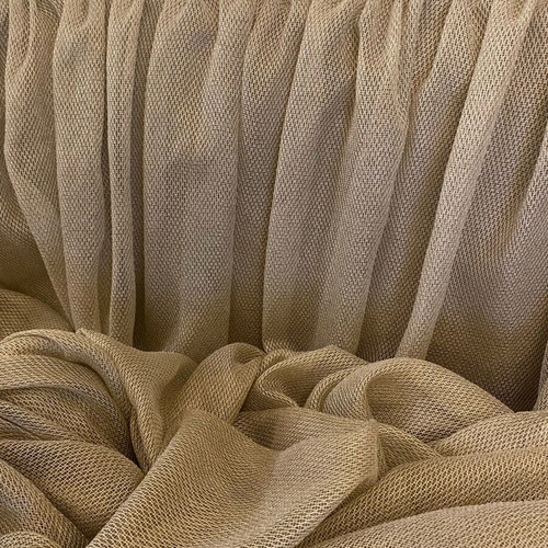 Beige curtains used, set of 2 with gold thread