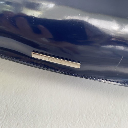 Furla shoulder bag like new, blue patent leather