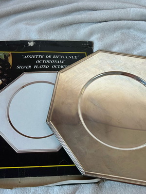 Octagonal silver plated platter used vintage